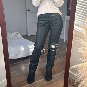 Flattering vintage black  leather straight pants
